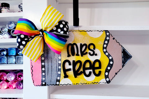 Personalized Pencil Door Hanger Teacher Gift